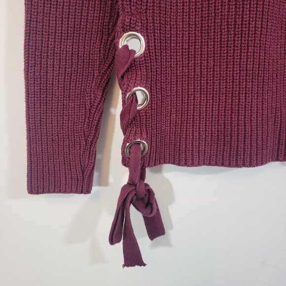 KUT FROM THE KLOTH Sweater Chunky Knit Side Tie‎ Maroon SIZE XS - Picture 2 of 6
